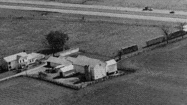 aerial view of farm in 1970s